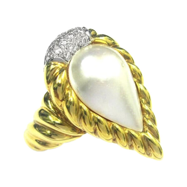 Ladies Diamond and Pearl Ring - Image 2