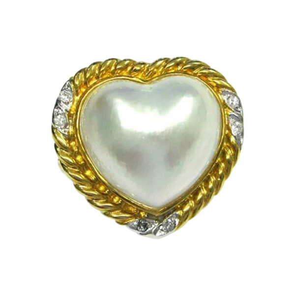 Ladies Diamond and Mabe Pearl Ring