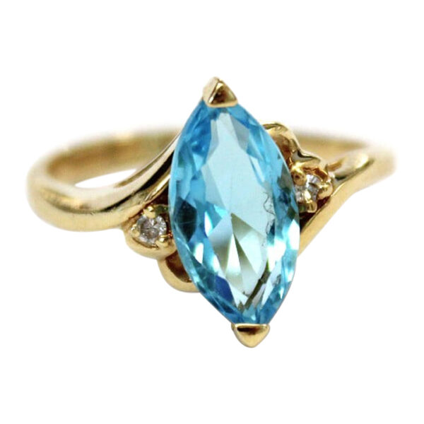 Ladies Blue Topaz and Diamond Ring