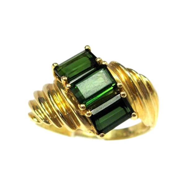 Ladies Diamond and Green Tourmaline Ring