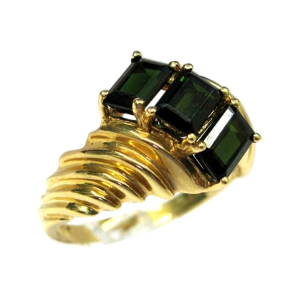 Ladies Diamond and Green Tourmaline Ring - Image 2