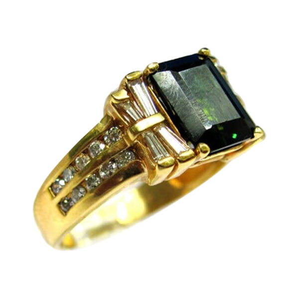 Ladies Diamond and Green Tourmaline Ring