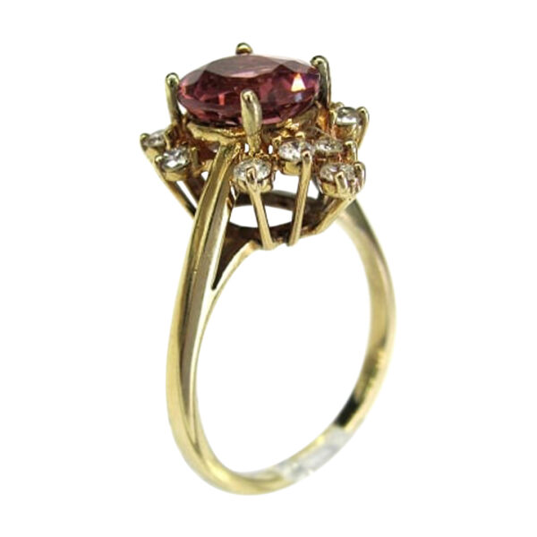 Ladies Diamond and Pink Tourmaline Ring - Image 2