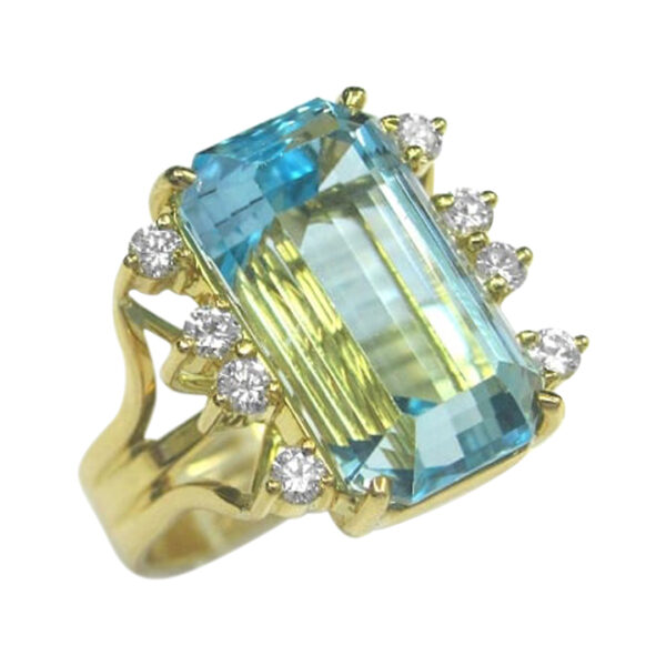 Ladies Diamond and Blue Topaz Ring