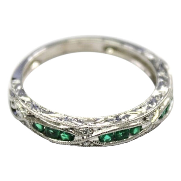 Ladies Emerald and Diamond stackable Ring