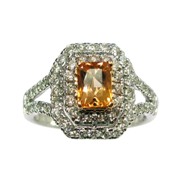 Ladies Diamond and Imperial Topaz Ring