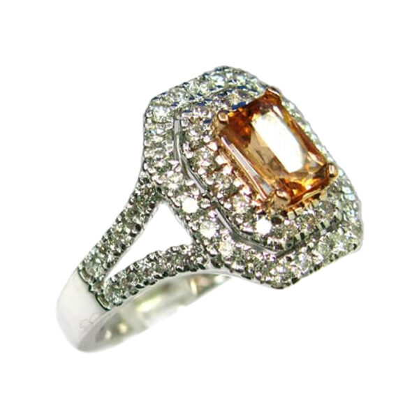 Ladies Diamond and Imperial Topaz Ring - Image 2