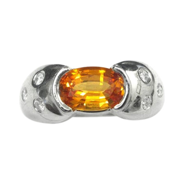 Ladies Diamond and Orange Sapphire Ring