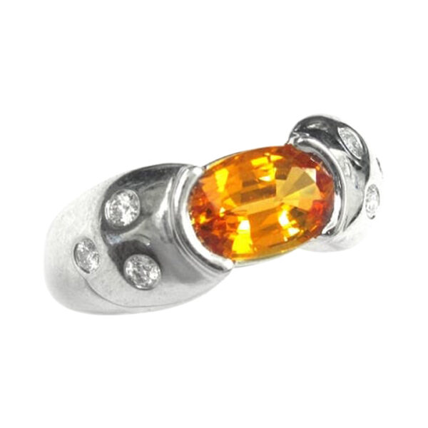 Ladies Diamond and Orange Sapphire Ring - Image 2