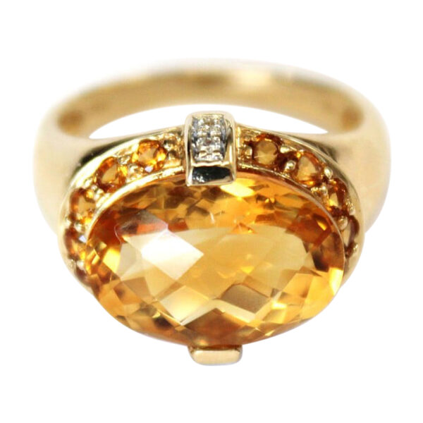 Ladies Citrine and Diamond Ring