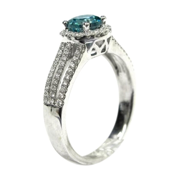 Ladies Diamond and Blue Zircon Ring - Image 2