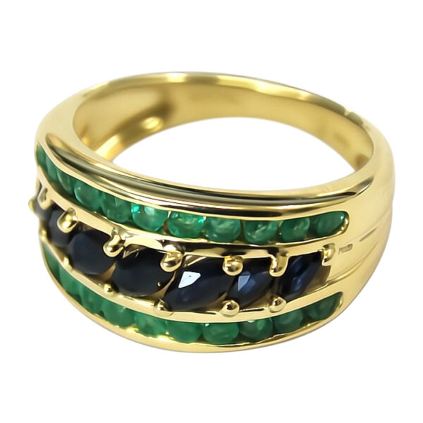 Ladies Emerald and Sapphire Ring - Image 2