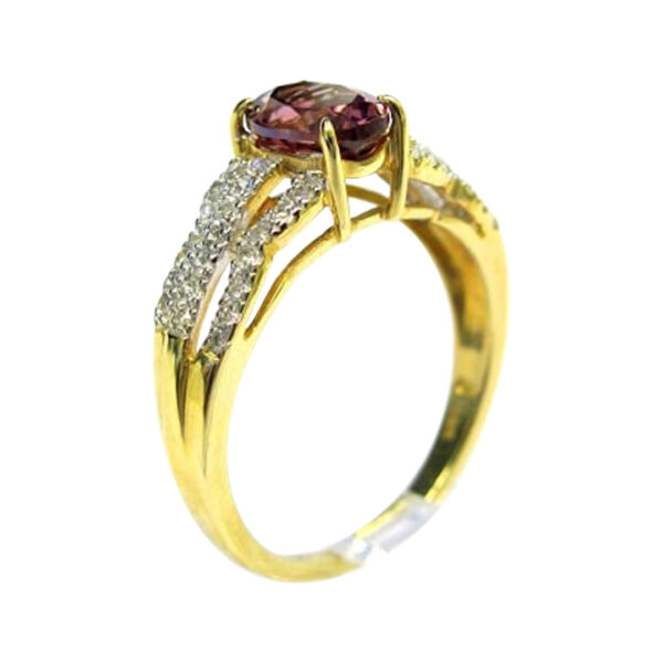 Ladies Pink Tourmaline and Diamond Ring