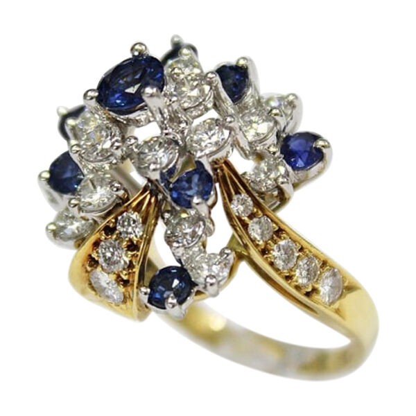 Ladies Blue Sapphire and Diamond Ring