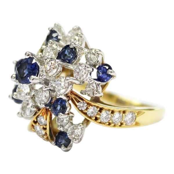 Ladies Blue Sapphire and Diamond Ring - Image 2