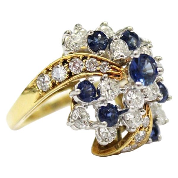 Ladies Blue Sapphire and Diamond Ring - Image 3