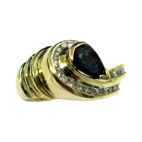 Ladies Diamond and Blue Sapphire Ring