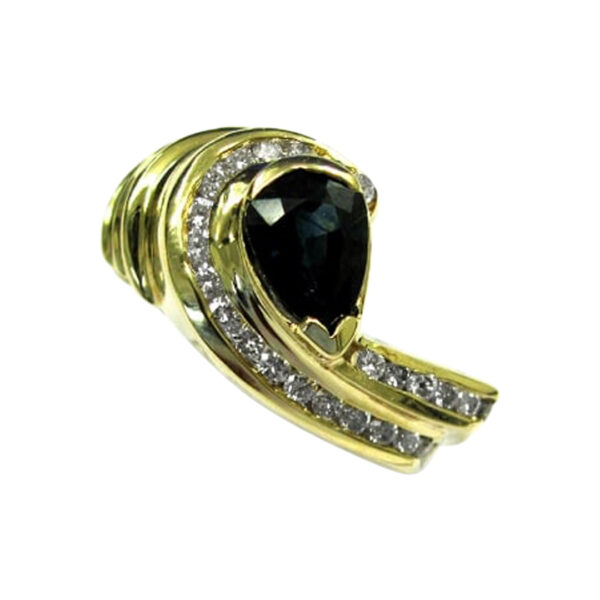 Ladies Diamond and Blue Sapphire Ring - Image 2