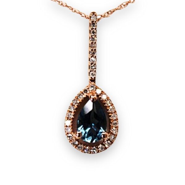 Ladies Blue Topaz and Diamond Pendant