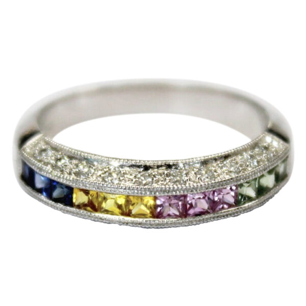 Ladies Multicolored Sapphire and Diamond Ring