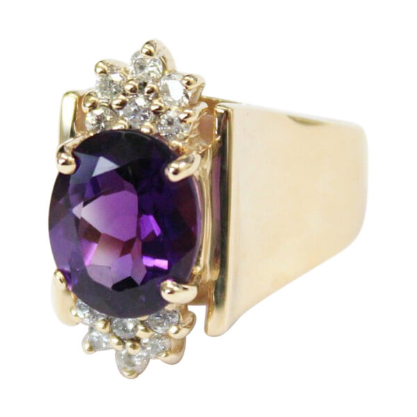 Ladies Amethyst and Diamond Ring