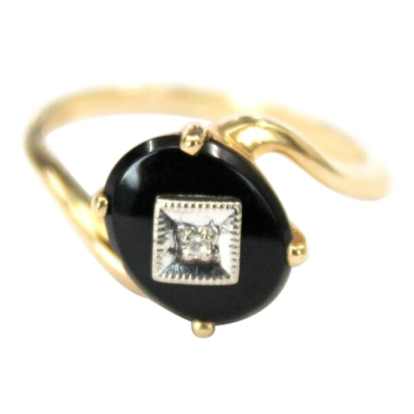 Ladies Onyx and Diamond Ring