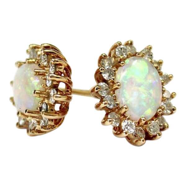 Ladies Diamond and Opal Earrings