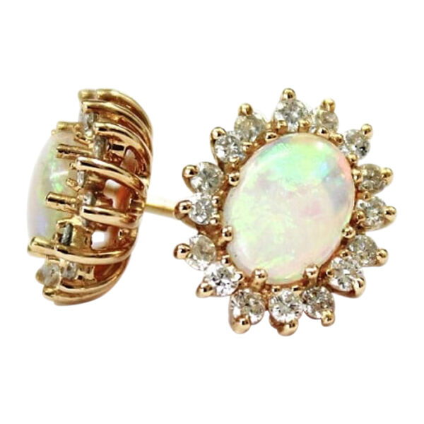 Ladies Diamond and Opal Earrings - Image 2