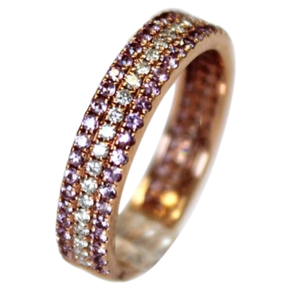 Ladies Pink Sapphire and Diamond Ring