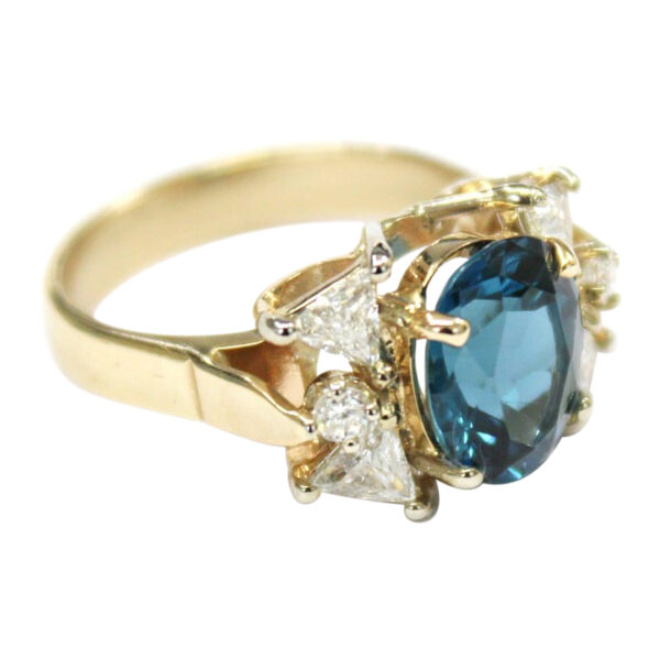 Ladies Blue Topaz and Diamond Ring