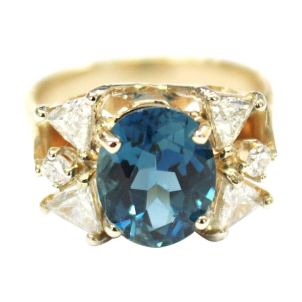 Ladies Blue Topaz and Diamond Ring - Image 2