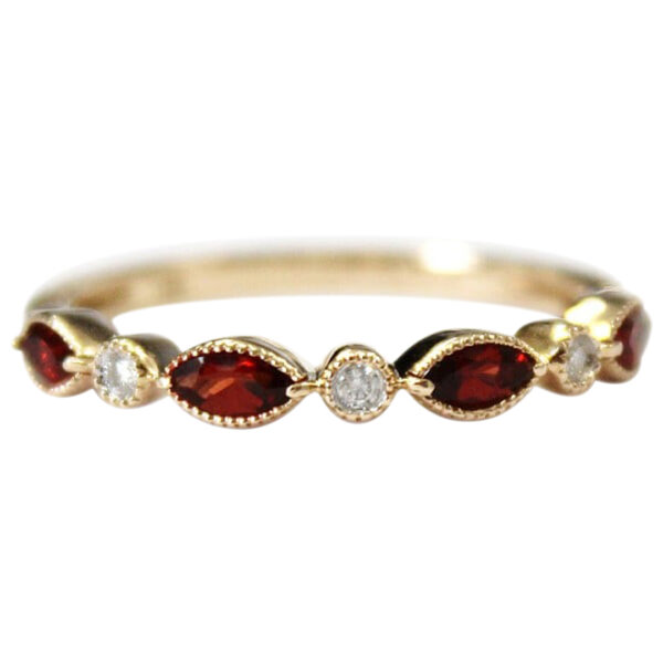 Ladies Garnet and Diamond stackable Ring