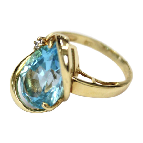 Ladies Blue Topaz and Diamond Ring