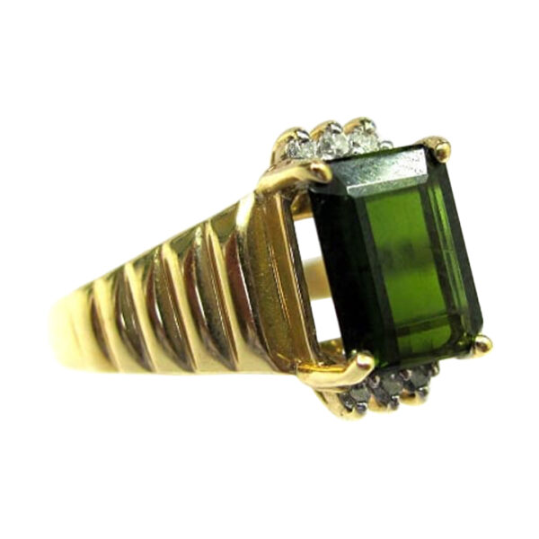 Ladies Diamond and Green Tourmaline Ring