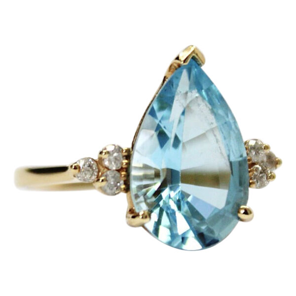 Ladies Blue Topaz and Diamond Ring