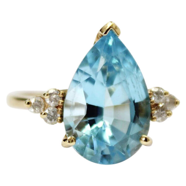 Ladies Blue Topaz and Diamond Ring - Image 3