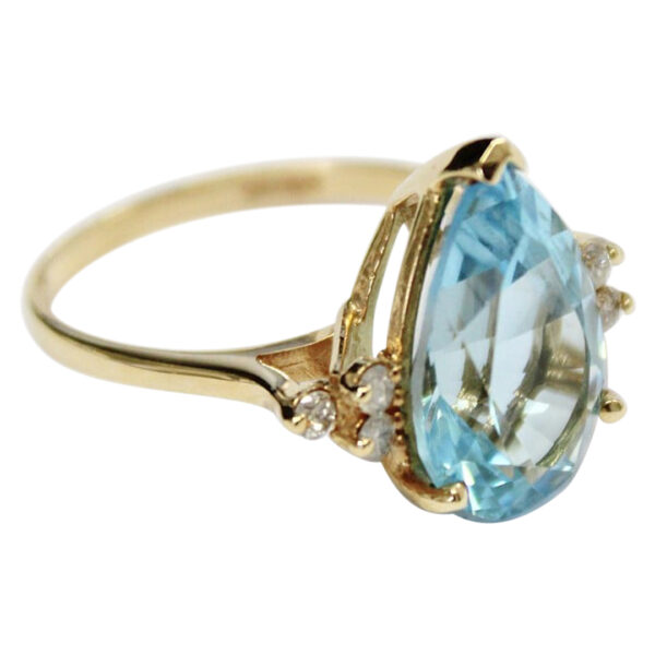 Ladies Blue Topaz and Diamond Ring - Image 2