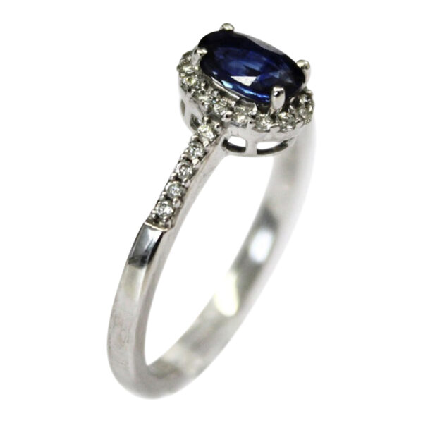 Ladies Blue Sapphire and Diamond Ring