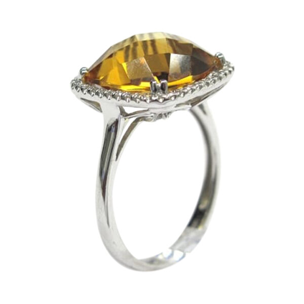 Ladies Citrine and Diamond Ring