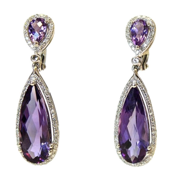 Ladies Diamond and Amethyst Earrings