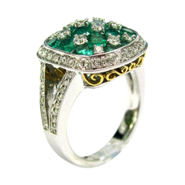 Ladies Diamond and Emerald Ring - Image 2