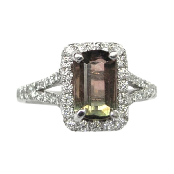 Ladies Water Melon Tourmaline and Diamond Ring - Image 2