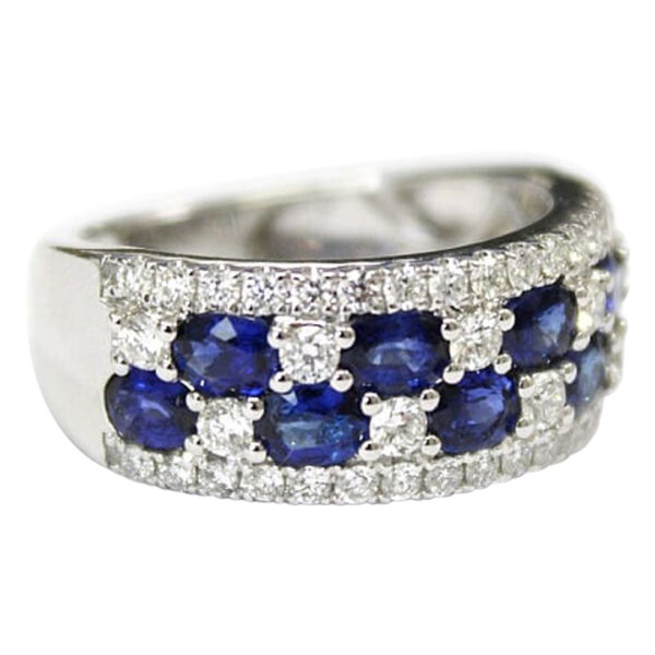 Ladies Blue Sapphire and Diamond Ring