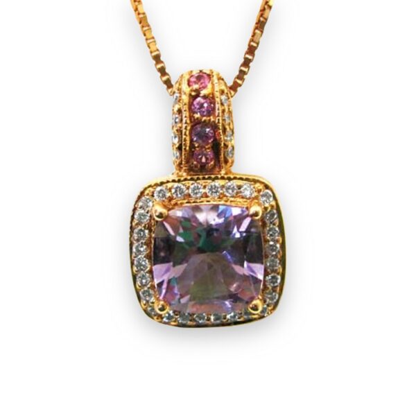 Ladies Amethyst And Diamond Pendant