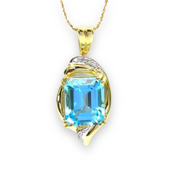 Ladies Blue Topaz and Diamond Pendant