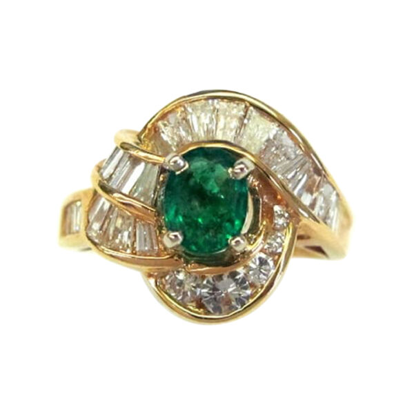 Ladies Diamond and Emerald Ring