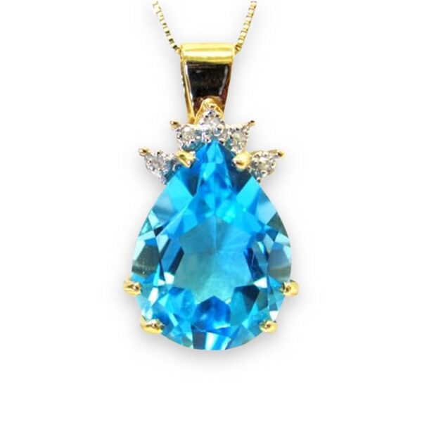 Ladies Blue Topaz and Diamond Pendant