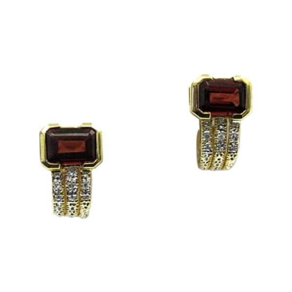 Ladies Diamond and Garnet Earrings