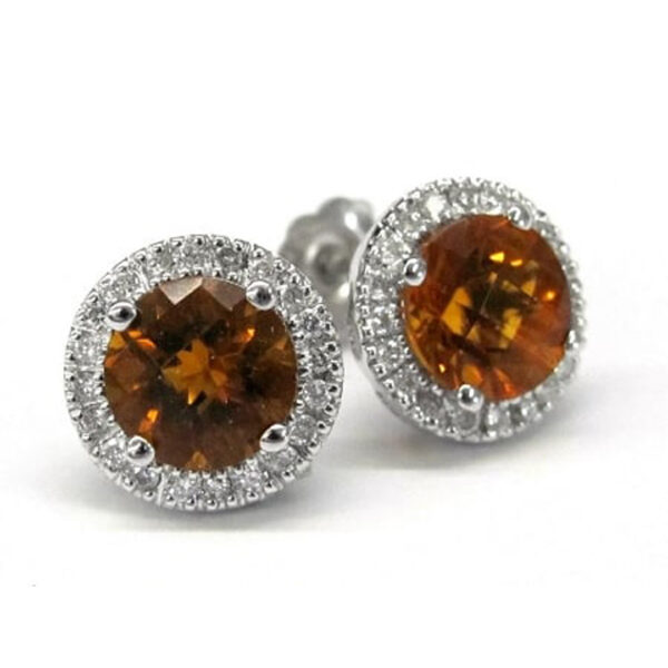 Ladies Diamond and Citrine Earrings