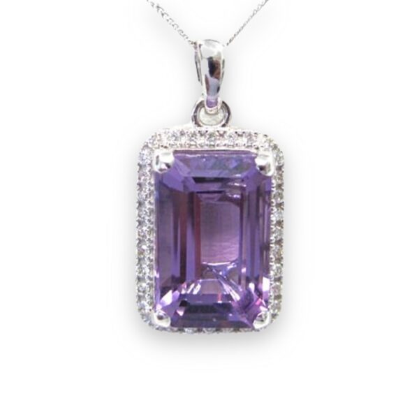 Ladies Amethyst and Diamond Pendant